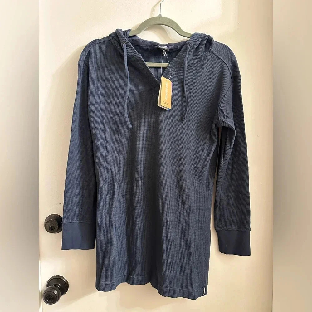Patagonia women's waffle hooded tunic navy blue XS NEW